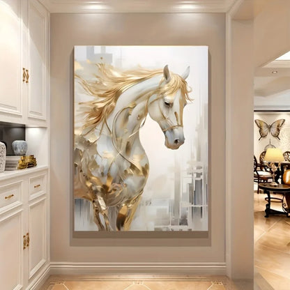 1 piece 31.49*47.24 inches  frameless modern retro Golden horse wall art painting