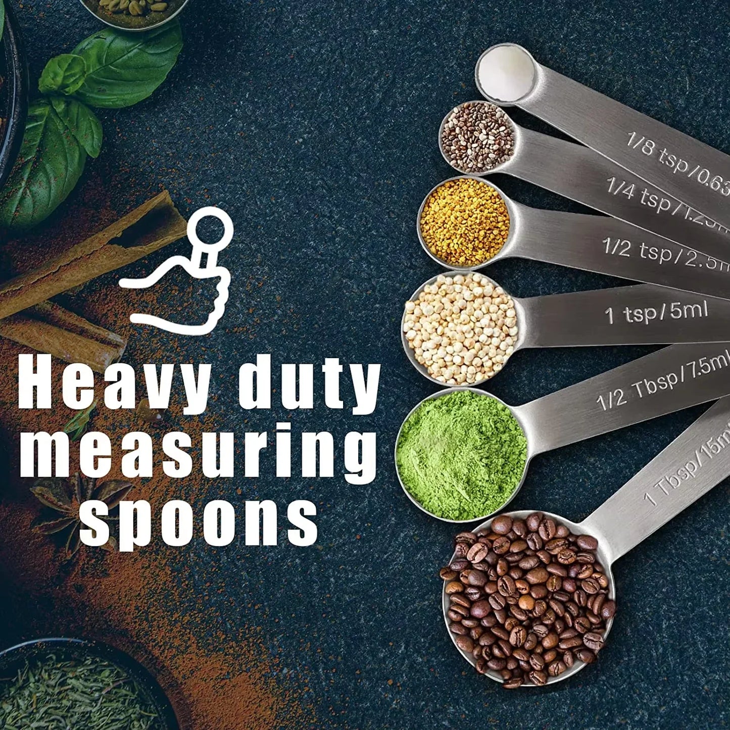 6Pcs Measuring Spoons Set Stainless Steel Measuring Spoons Cups Set Kitchen Gadgets Tablespoon and Teaspoon For Cooking Baking