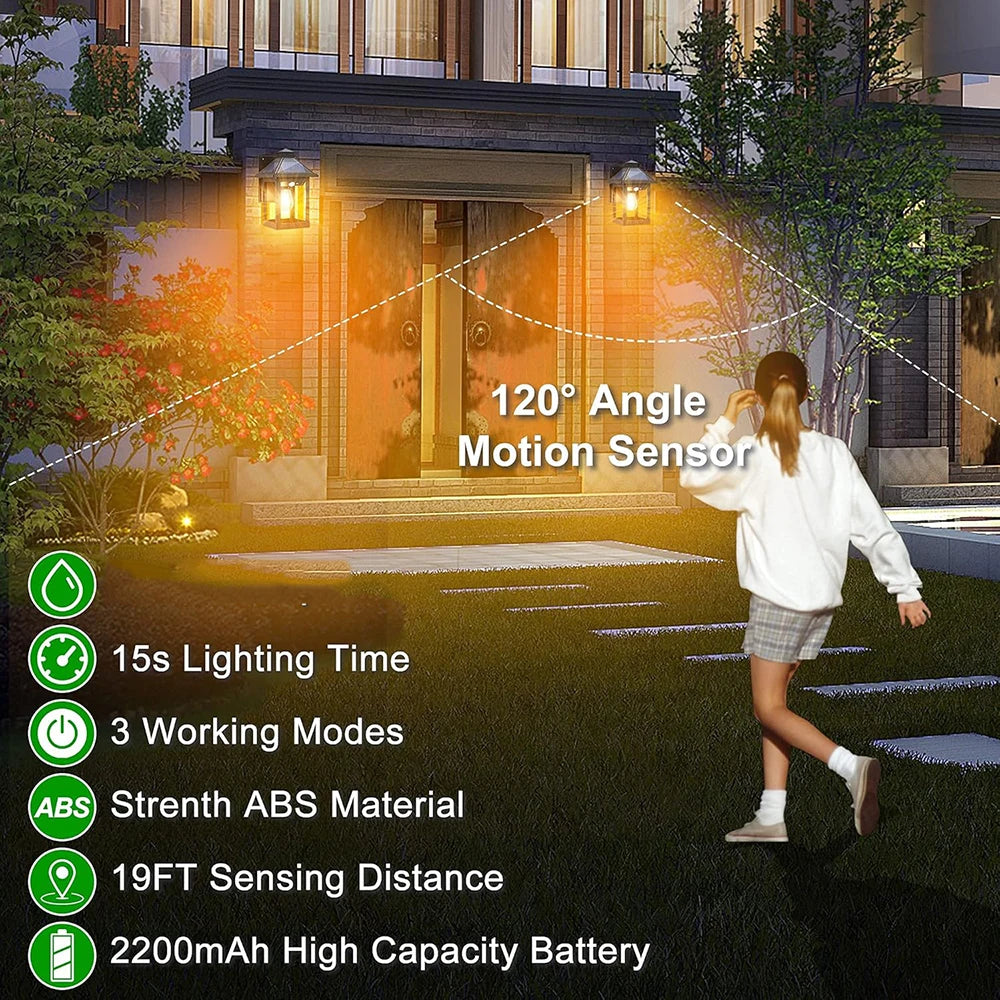 2pcs Solar Powered Wall Lanterns Dusk to Dawn Motion Sensor