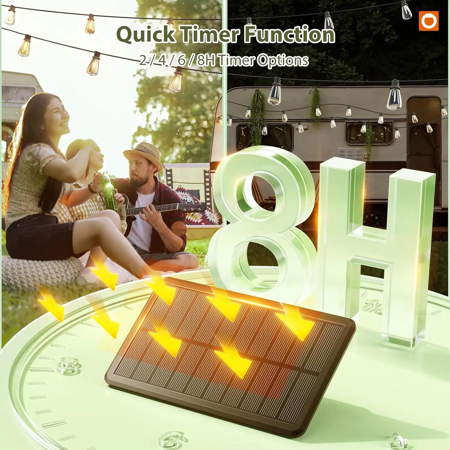 52(48+4) FT Solar String Lights Waterproof,Patio Lights Solar Powered with Remote