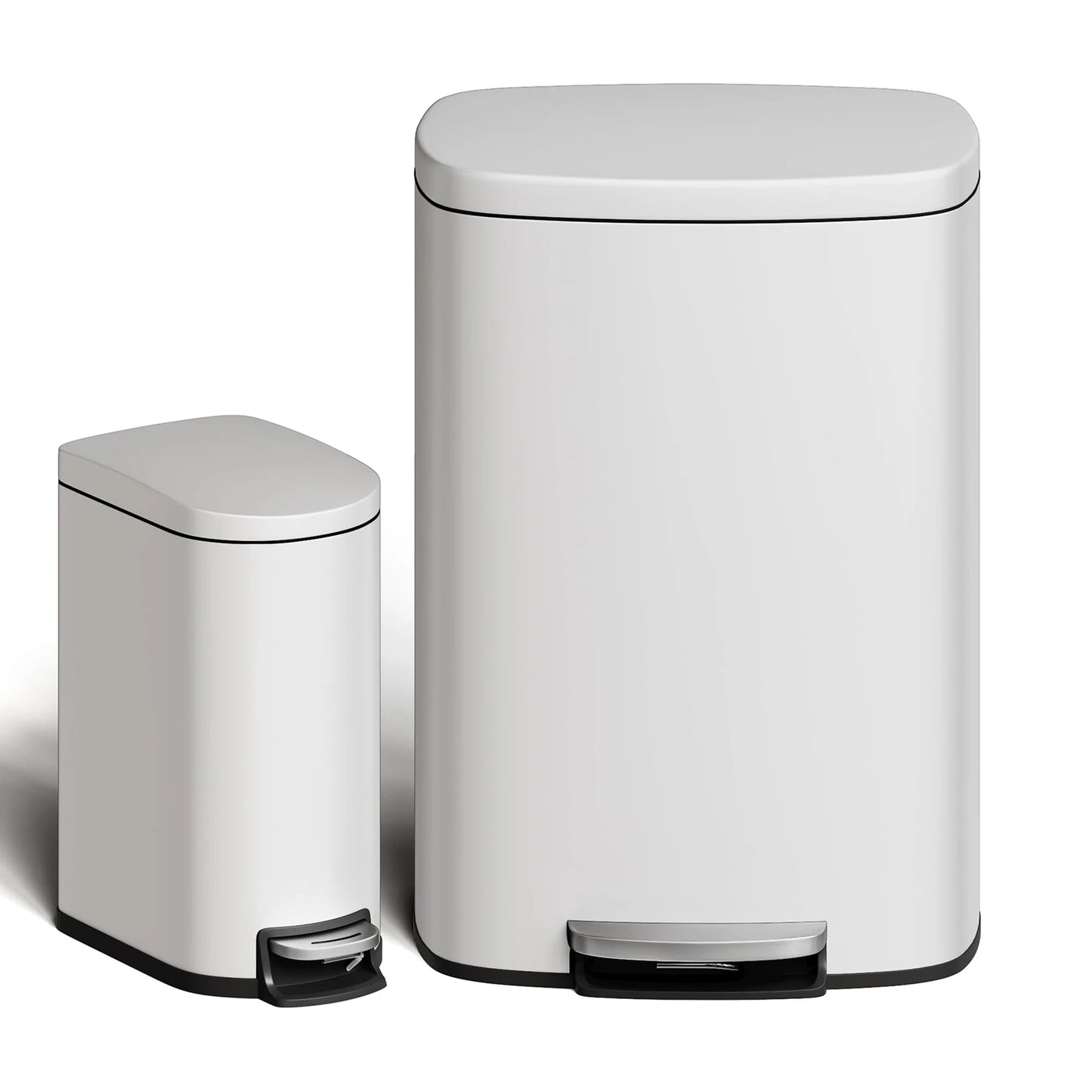 Durable Step-On Kitchen Trash Can Combo Set 50L+10L