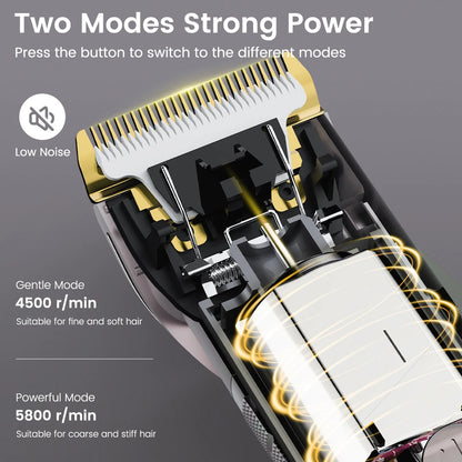 Pet Hair Clipper Kit - 2 Power Modes Quiet & Strong, Cordless Clippers for Grooming