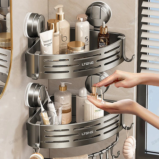 Shower Wall Storage Basket,Suction Mount No Drilling,
