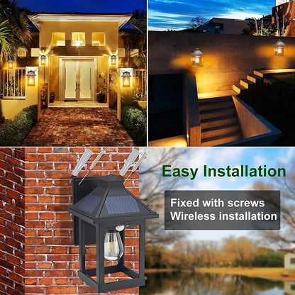 2pcs Solar Powered Wall Lanterns Dusk to Dawn Motion Sensor