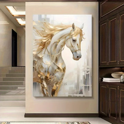 1 piece 31.49*47.24 inches  frameless modern retro Golden horse wall art painting
