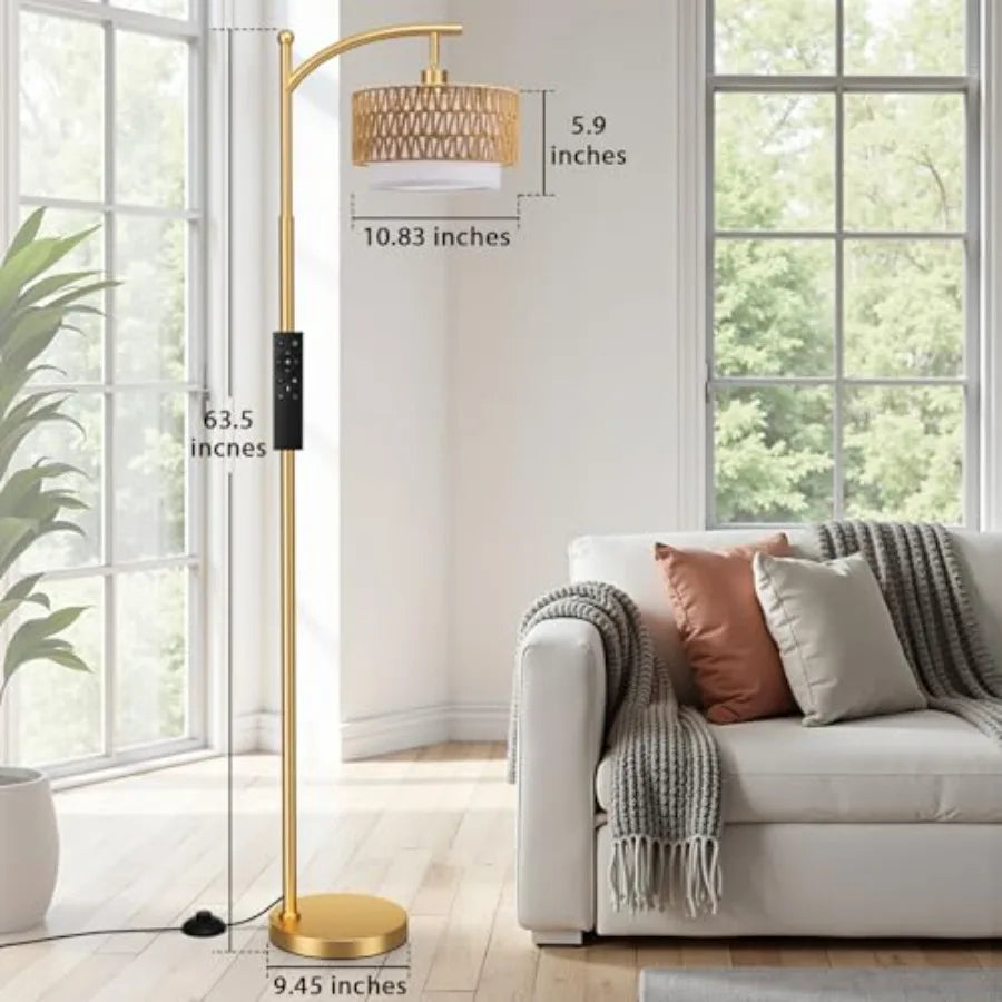 Arc Floor Lamp for Living Room with Remote, Brightness Adjustable,