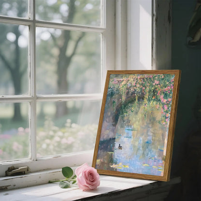 Impressionist Floral Bridge Canvas Wall Art,