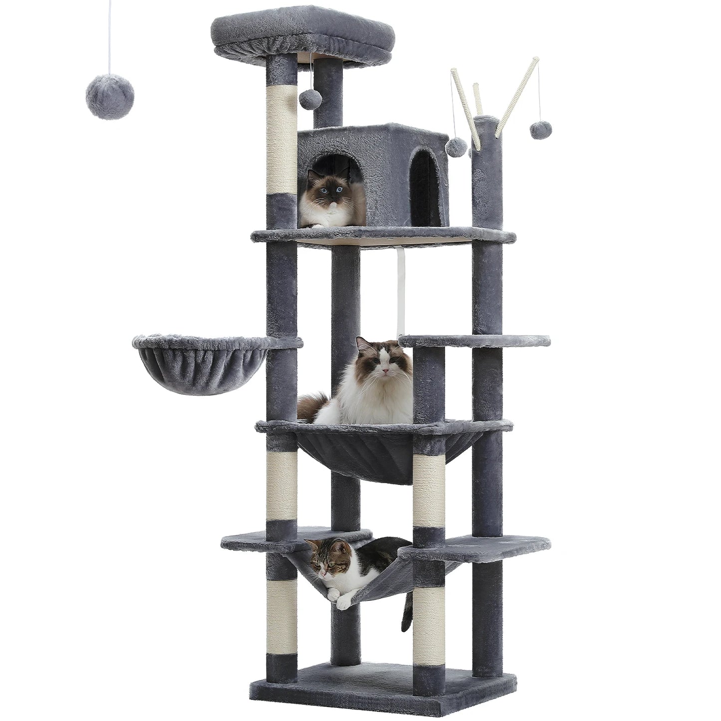 Large Cat Tree Tall Cat Tower for Indoor Cats Multi-Level Plush Cat Condo with Scratching Posts