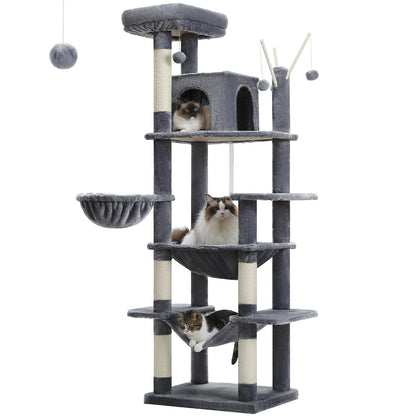 Large Cat Tree Tall Cat Tower for Indoor Cats Multi-Level Plush Cat Condo with Scratching Posts