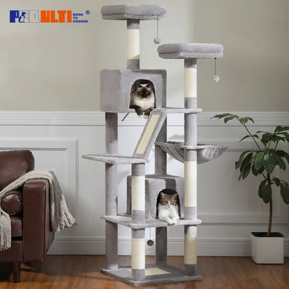 Large Cat Tree Tall Cat Tower for Indoor Cats Multi-Level Plush Cat Condo with Scratching Posts