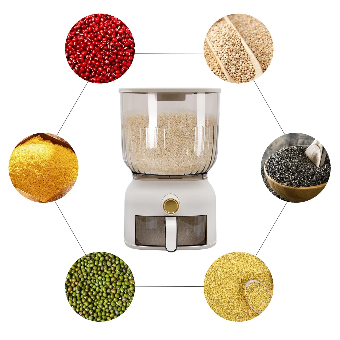Large  Food Dispenser Kitchen Organizer for Rice, Beans, Grains