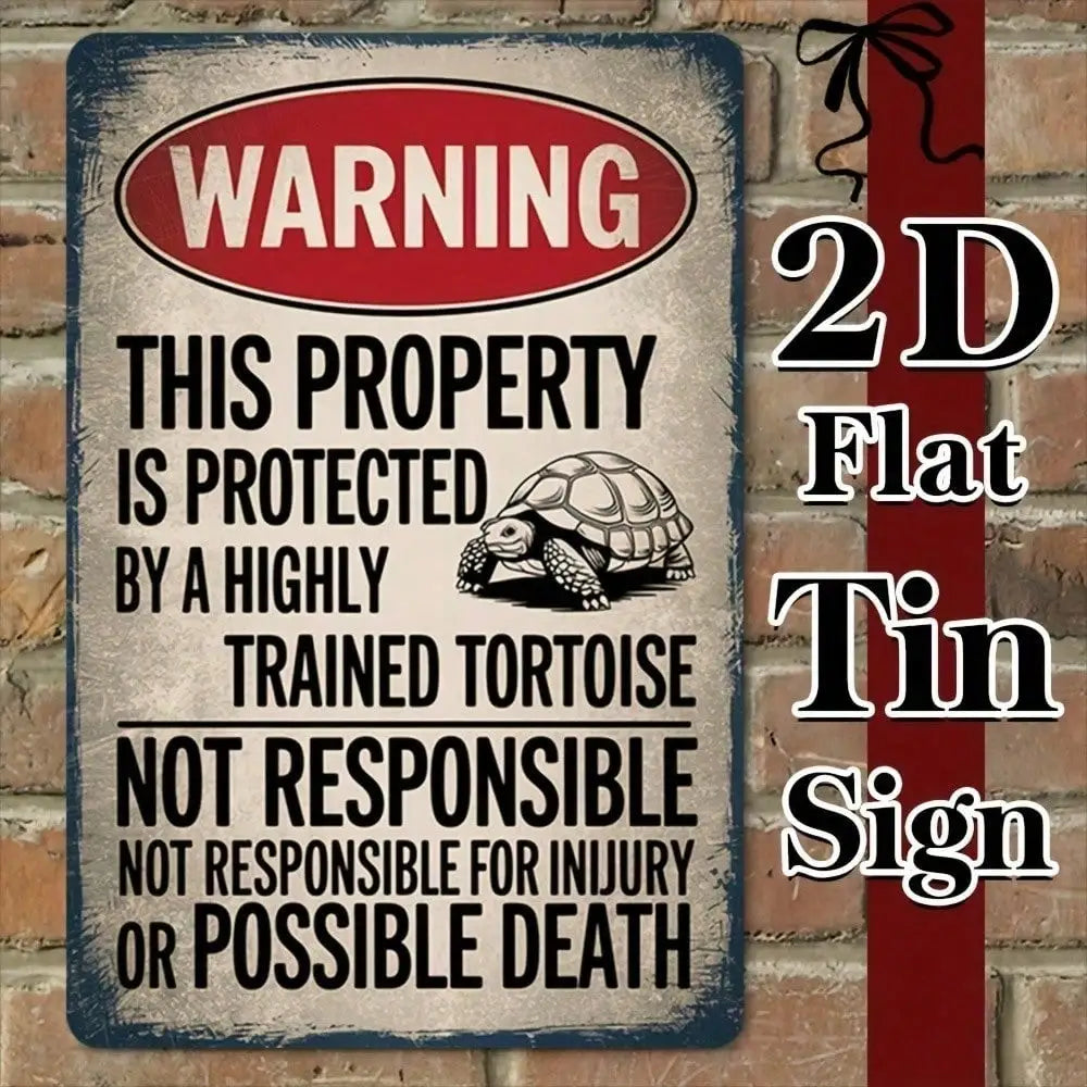 Funny Retro Turtle Crossing Tin Sign 8x12 Inch