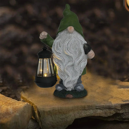 14 Inch Outdoor Garden Dwarf Statue-resin Gnome Statue Lighting Wizard Solar Led Light