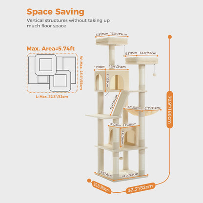 Large Cat Tree Tall Cat Tower for Indoor Cats Multi-Level Plush Cat Condo with Scratching Posts
