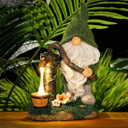 14 Inch Outdoor Garden Dwarf Statue-resin Gnome Statue Lighting Wizard Solar Led Light