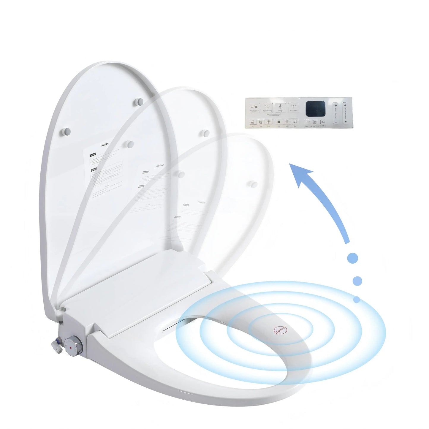 V-Shape Bidet Toilet Seat Smart Home Auto Open/Close with Side Knob Heated Seat