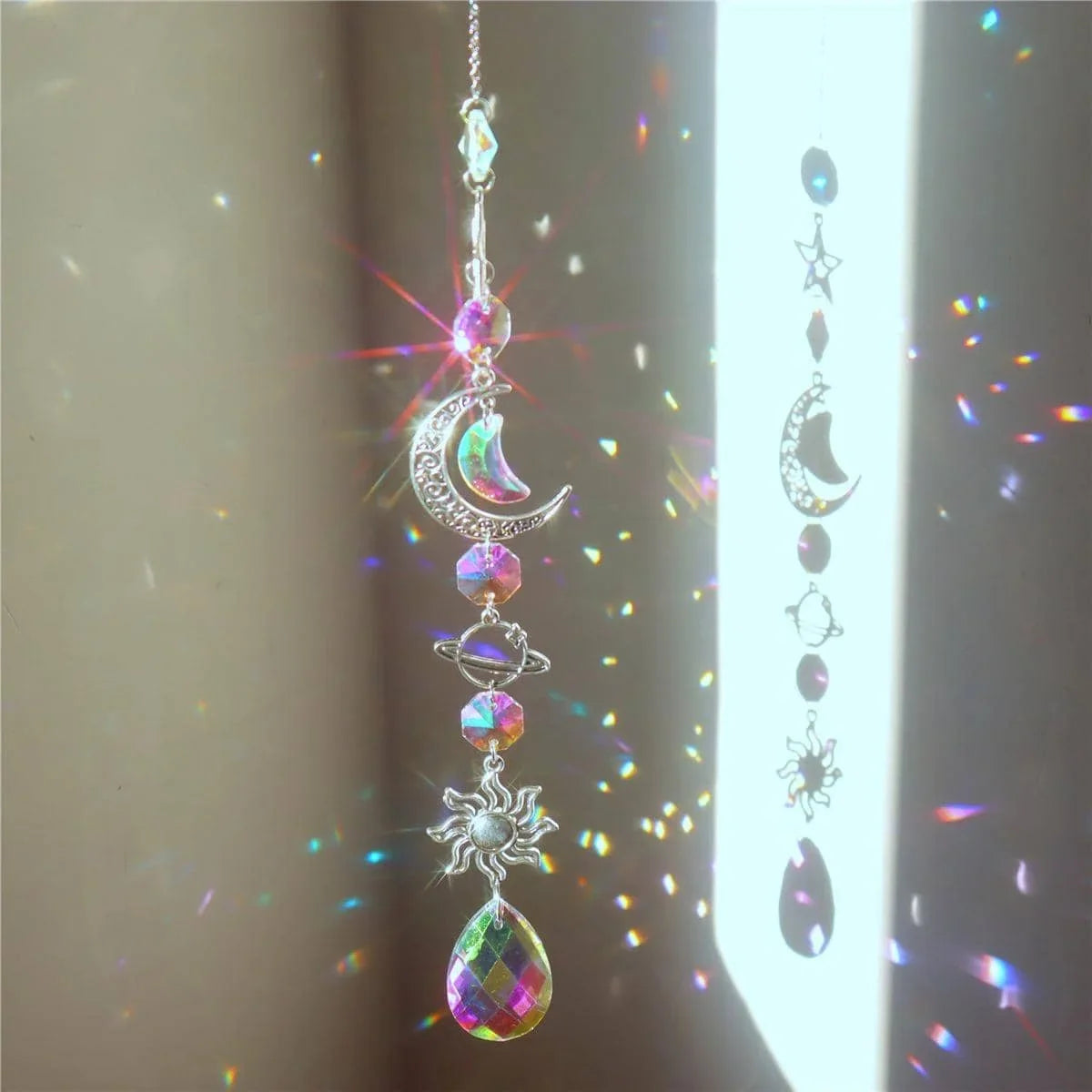1 Pc Galaxy Star Moon Crystal Wind Chime Pendant for Home Decor Outdoor Garden