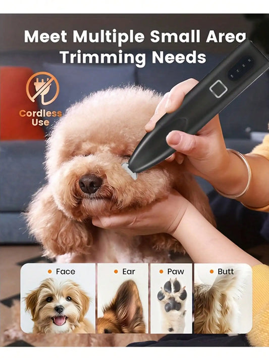 Pet Grooming Scissors Set USB Rechargeable Low Noise Hair Clipper With LED Light