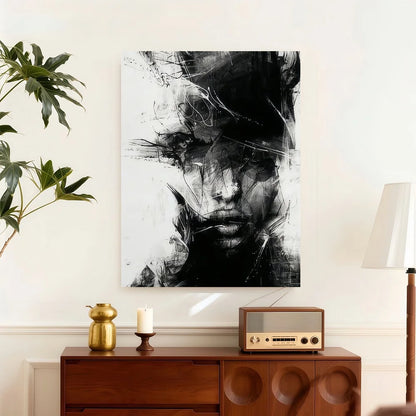 Framed Decoration Contemporary Abstract Painting Black And White
