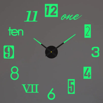 Large 3D Wall Clock Luminous Classic Wall Clocks DIY Digital Clock Wall Watches Stickers Silent Clock for Home Living Room Table
