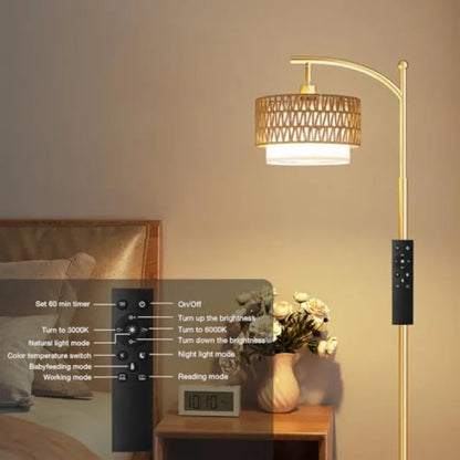 Arc Floor Lamp for Living Room with Remote, Brightness Adjustable,