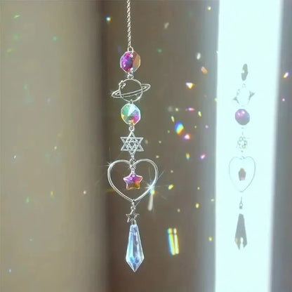 1 Pc Galaxy Star Moon Crystal Wind Chime Pendant for Home Decor Outdoor Garden