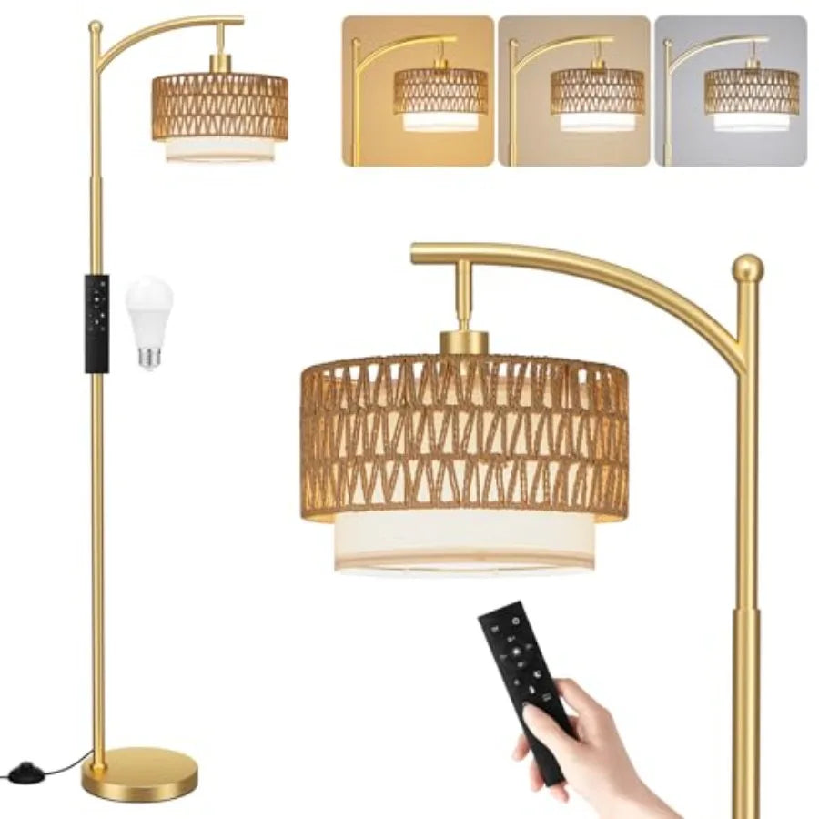 Arc Floor Lamp for Living Room with Remote, Brightness Adjustable,