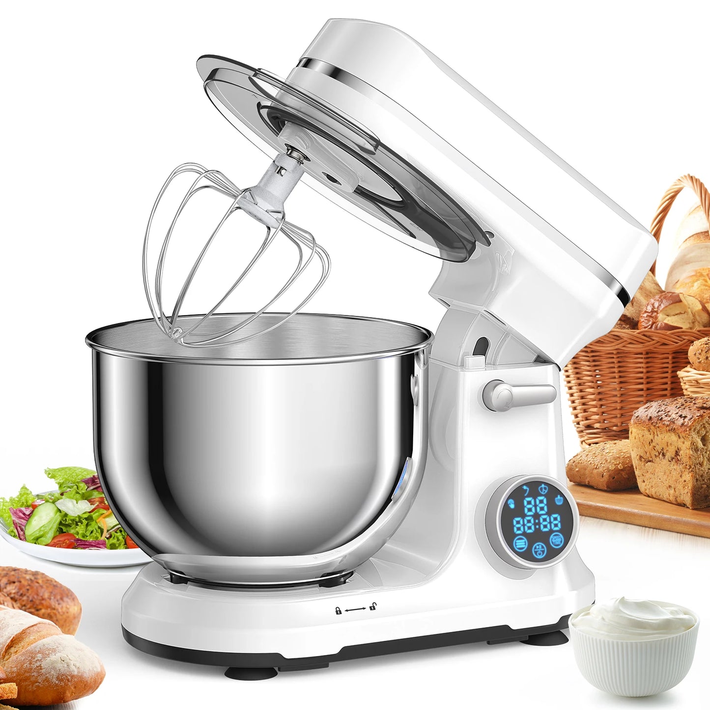 Kitchen Food Stand Mixer, 1200W 11-Speeds , Digital OLED Screen,