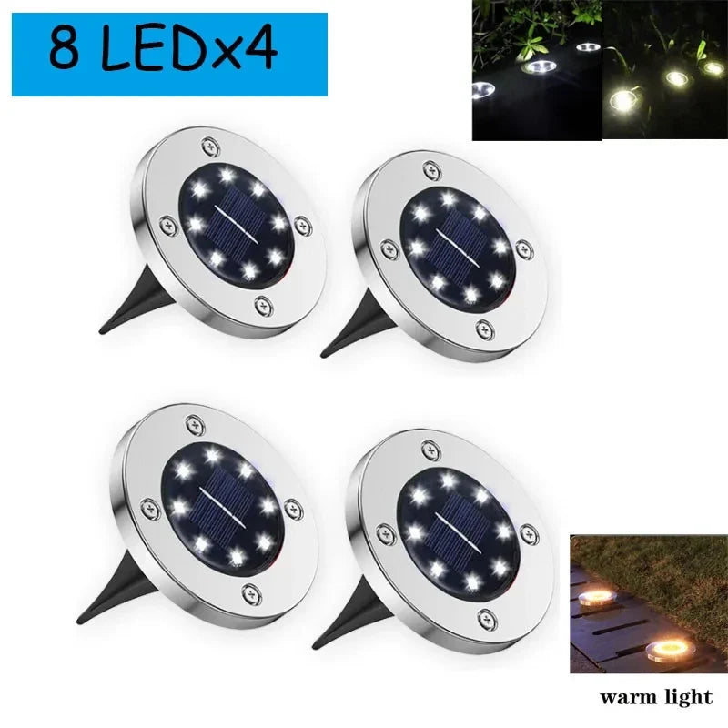 Solar LED Floor Lamp 8LED Outdoor Lawn Light Waterproof Underground Lamps for Lawn Decoration Garden Terrace Courtyard