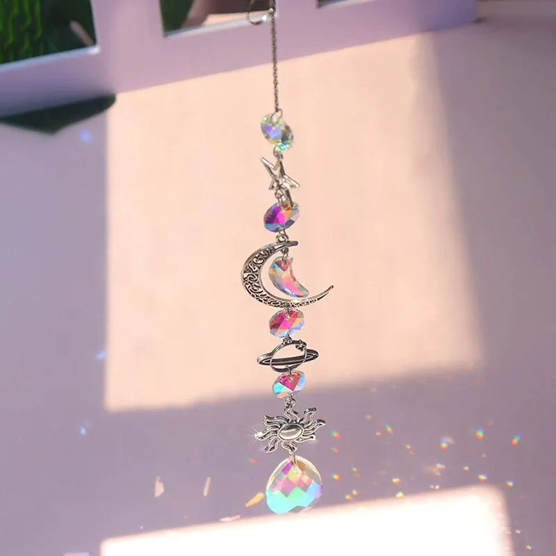 1 Pc Galaxy Star Moon Crystal Wind Chime Pendant for Home Decor Outdoor Garden