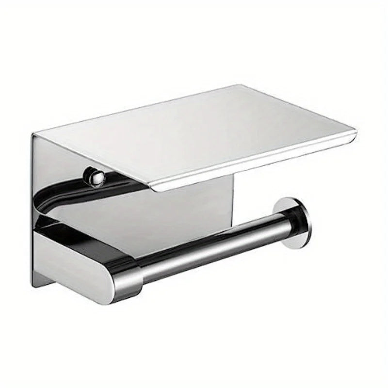 Toilet Paper Holder with Phone Shelf, Wall Mounted Stainless Steel