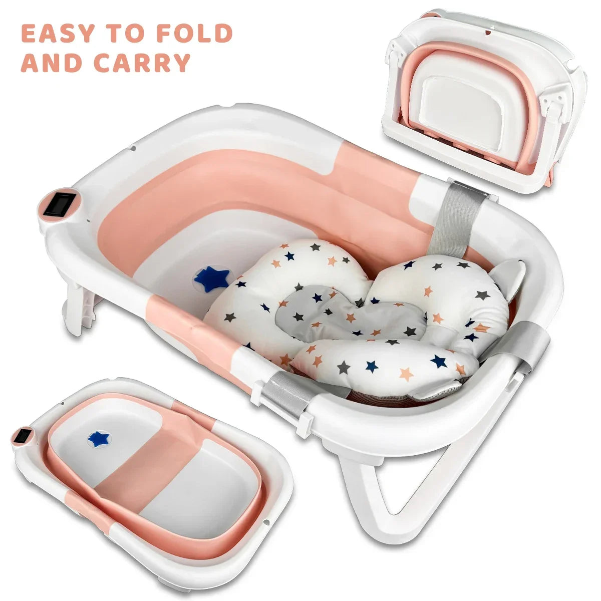 Baby bathtub With a bath mat, lightweight and foldable,
