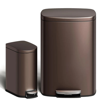 Durable Step-On Kitchen Trash Can Combo Set 50L+10L