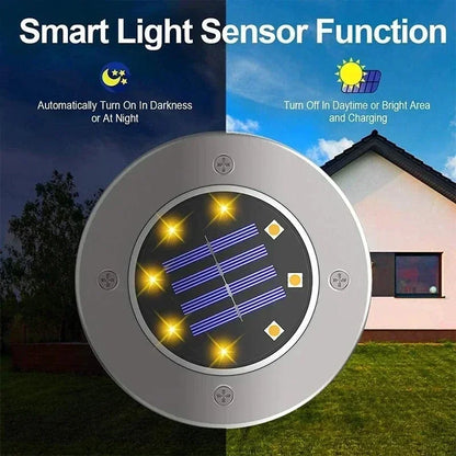 Solar LED Floor Lamp 8LED Outdoor Lawn Light Waterproof Underground Lamps for Lawn Decoration Garden Terrace Courtyard