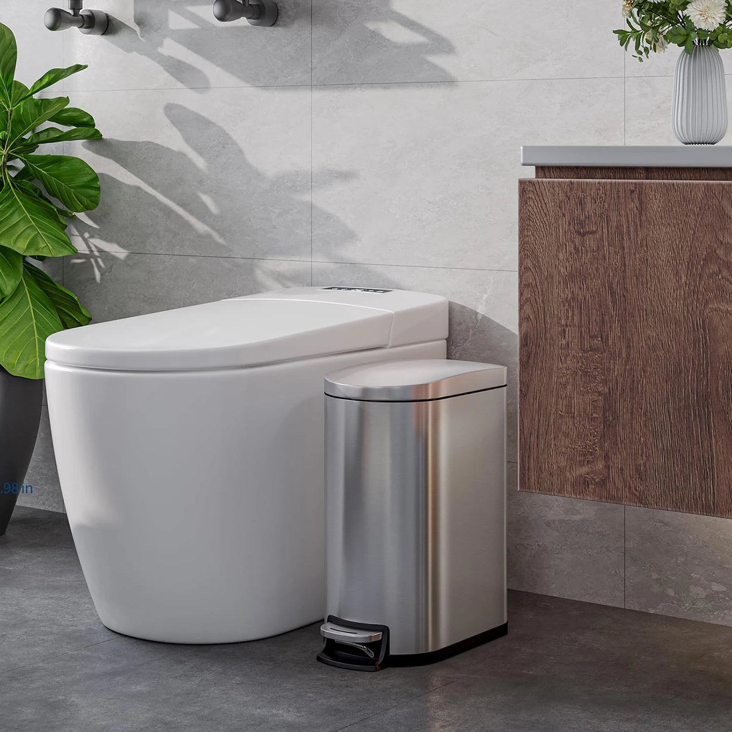Durable Step-On Kitchen Trash Can Combo Set 50L+10L