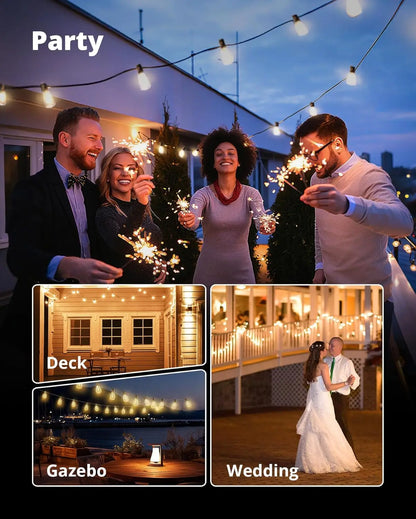 Outdoor String Lights 25FT LED Patio Lights  Waterproof with Shatterproof Edison Bulbs,