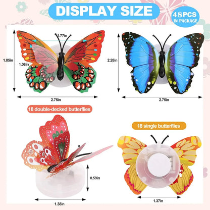 10pcs 3D LED Butterfly Decoration Night Light for Garden Backyard Lawn