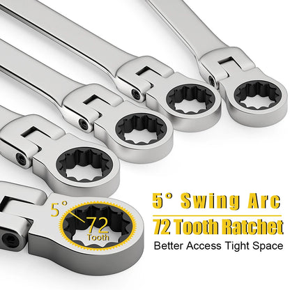 8pcs 72-Tooth Durable Ratchet Wrench Set Metric 8-19mm