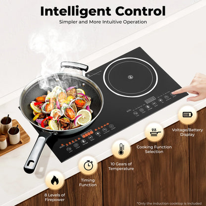 Induction Cooktop, Double Head Design w/ Intelligent Control f