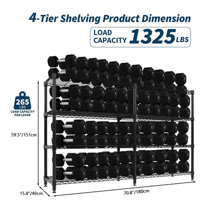 Heavy Duty Storage Shelves 4/5 Tiers Metal Shelving Unit Adjustable Organization