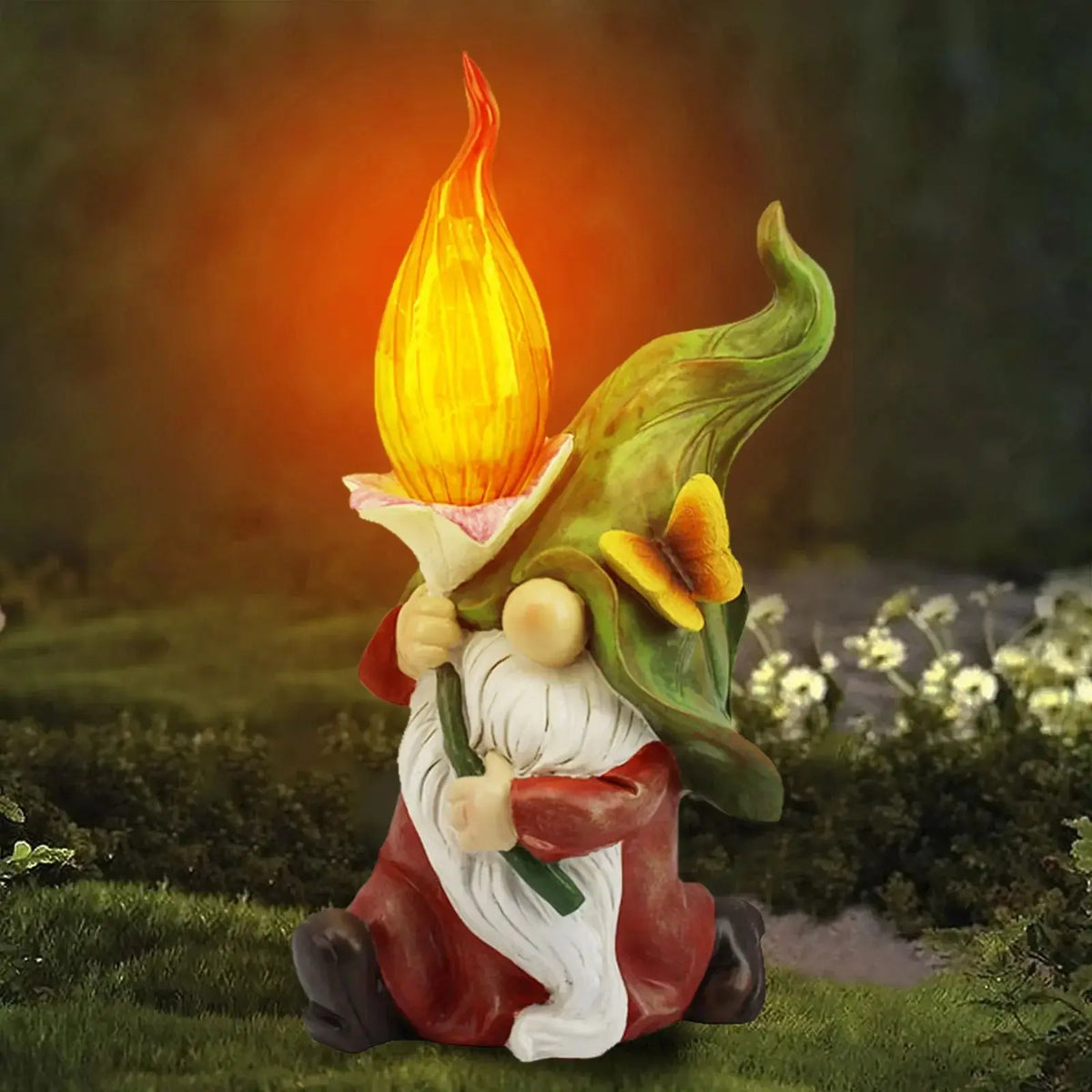 14 Inch Outdoor Garden Dwarf Statue-resin Gnome Statue Lighting Wizard Solar Led Light