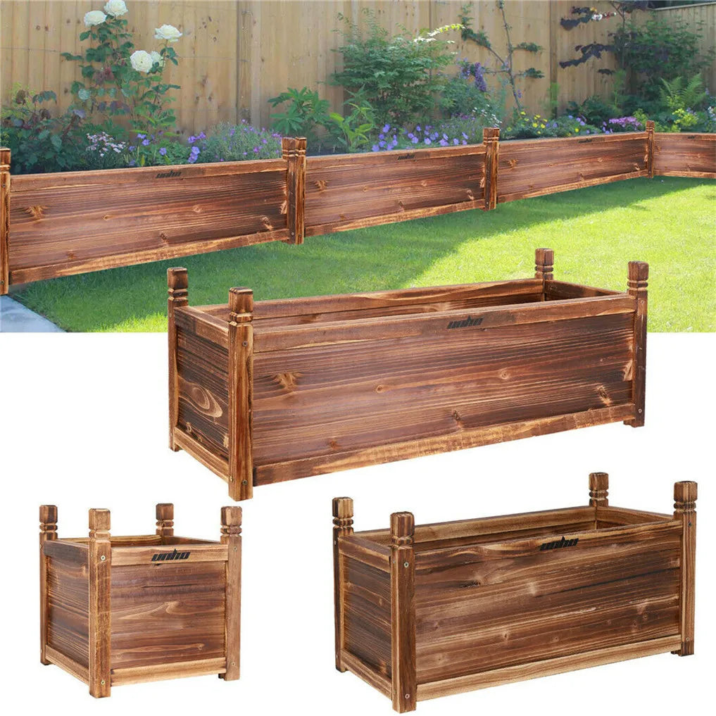 Wooden Raised Flower Bed Indoor Outdoor  Planter Pot Garden  Flower Display