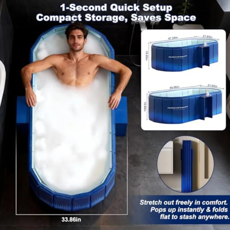 Portable 59 Large Collapsible Cold Plunge Bathtub Foldable