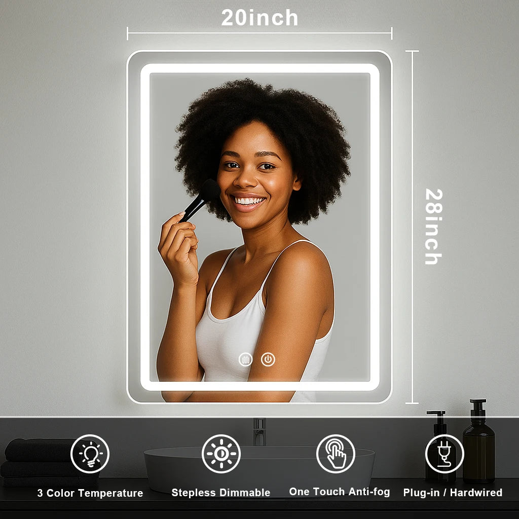 20x28 inch Backlit Lights Fogless Makeup Mirror