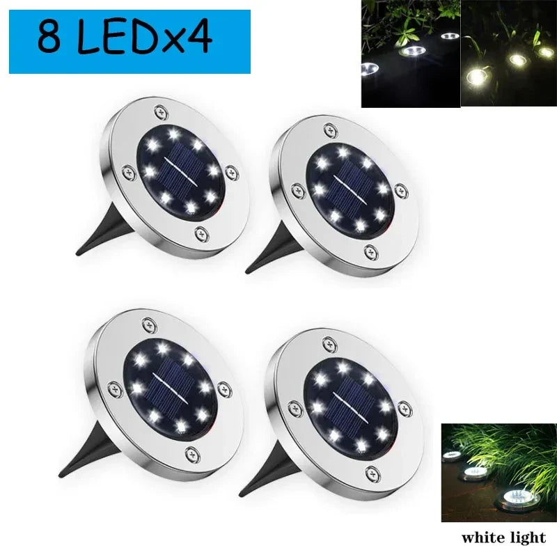 Solar LED Floor Lamp 8LED Outdoor Lawn Light Waterproof Underground Lamps for Lawn Decoration Garden Terrace Courtyard