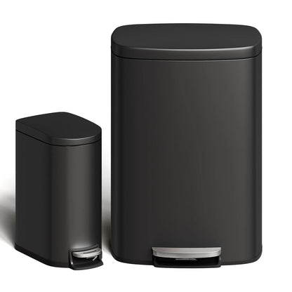 Durable Step-On Kitchen Trash Can Combo Set 50L+10L