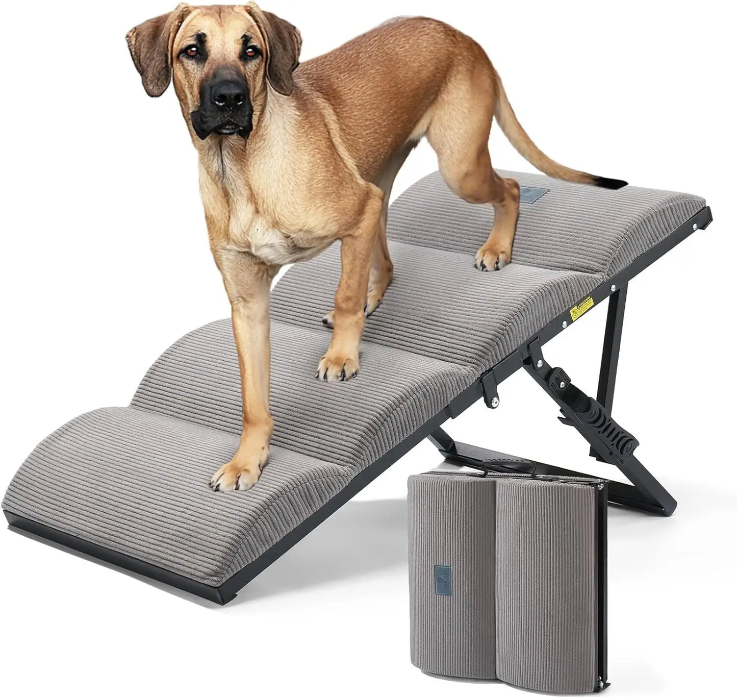 Dog Ramp for Bed Couch Height Adjustable from 12' to 20', Foldable Stairs for Dogs to Get on Bed 17' Extra Wide, Portable Pet Do