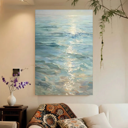 Framed Poster Featuring Calming Ocean Water Canvas Art,