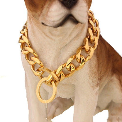 Two-tone Polished Gold Titanium Steel Necklace
