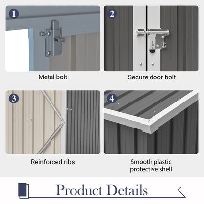 10'x4' Outdoor Metal Storage Shed for Garden Tools Lockable Door With Floor Frame